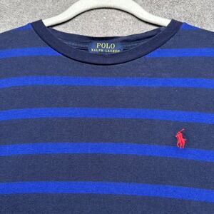 Polo Ralph Lauren Big Boys XL 18-20 Blue Striped T-Shirt Crew Neck Pony Logo